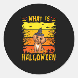 Women's what is halloween puppy classic round sticker