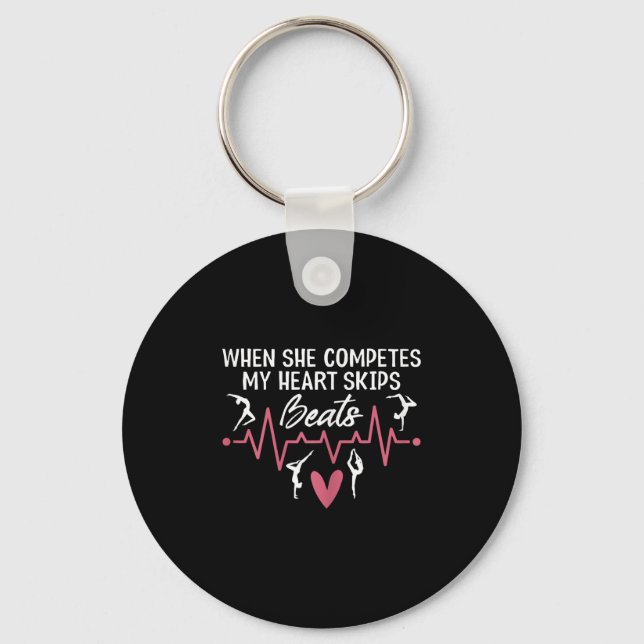 Womens When She Competes My Heart Skips Beats Prou Key Ring (Front)