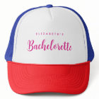 Womens White & Hot Pink Bachelorette Bridal Party
