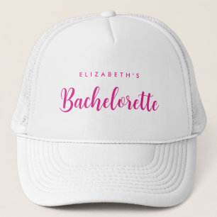 Womens White & Hot Pink Bachelorette Bridal Party Trucker Hat