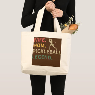 Womens Wife Mom Pickleball Legend Funny Large Tote Bag