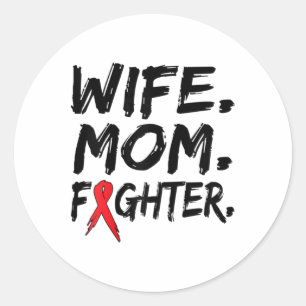 Womens Wife Mum Fighter Heart Disease Awareness Classic Round Sticker