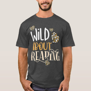Womens Wild About Reading Leopard Print Book Lover T-Shirt