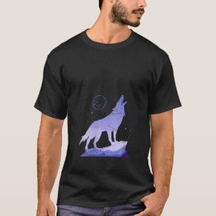 Womens Wild Animal Wildlife Full Moon Howling Wolf T-Shirt