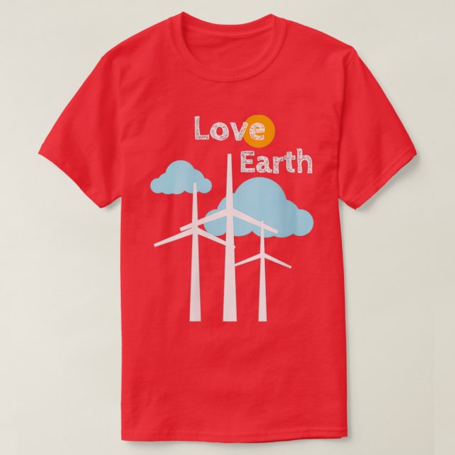 Womens Wind Turbine Shirt Love Earth Shirt Renewab (Design Front)