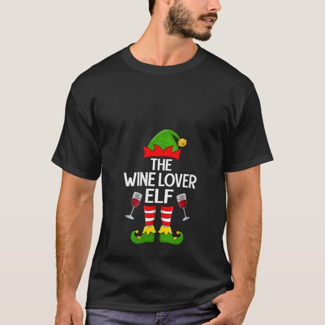 Womens Wine Lover Elf Xmas Family Matching Elf Squ T-Shirt (Front)