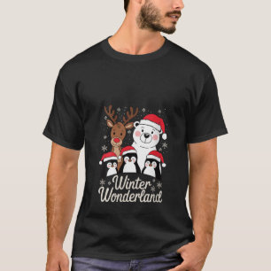 Womens Winter Wonderland Reindeer Polar Bear Pengu T-Shirt