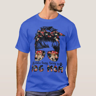 Womens Wire Fo Terrier Dog Mum Messy Bun Hair Glas T-Shirt