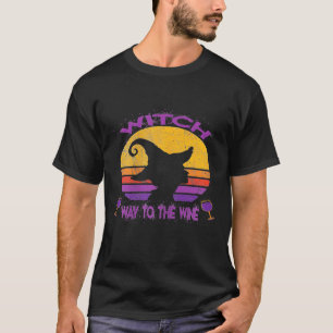 Womens Witch Way To The Wine Costume Wine Witch T-Shirt