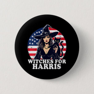 Womens Witches For Kamala Harris Halloween Politic 6 Cm Round Badge