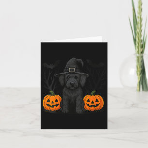 Womens Witchy Black Labradoodle Dog Halloween Card
