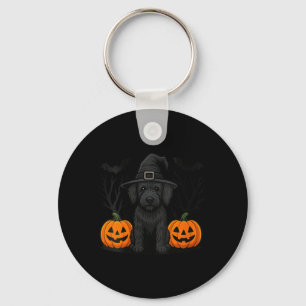 Womens Witchy Black Labradoodle Dog Halloween Key Ring