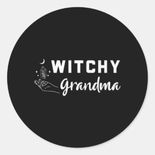 Womens Witchy Grandma Funny Witch Halloween Classic Round Sticker
