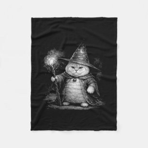 Women's wizard cat magic fantasy funny vintage fleece blanket
