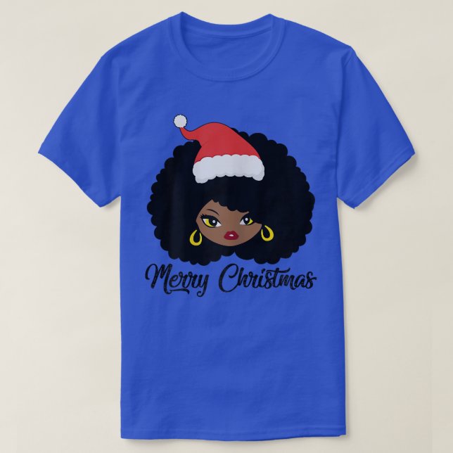 Womens WNbd Santa Hat Black Girl Christmas Pajama  T-Shirt (Design Front)