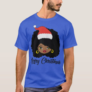 Womens WNbd Santa Hat Black Girl Christmas Pajama  T-Shirt