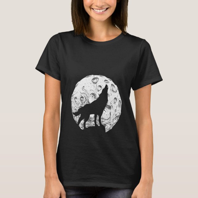 Womens Wolf Moon  Wolves T-Shirt (Front)