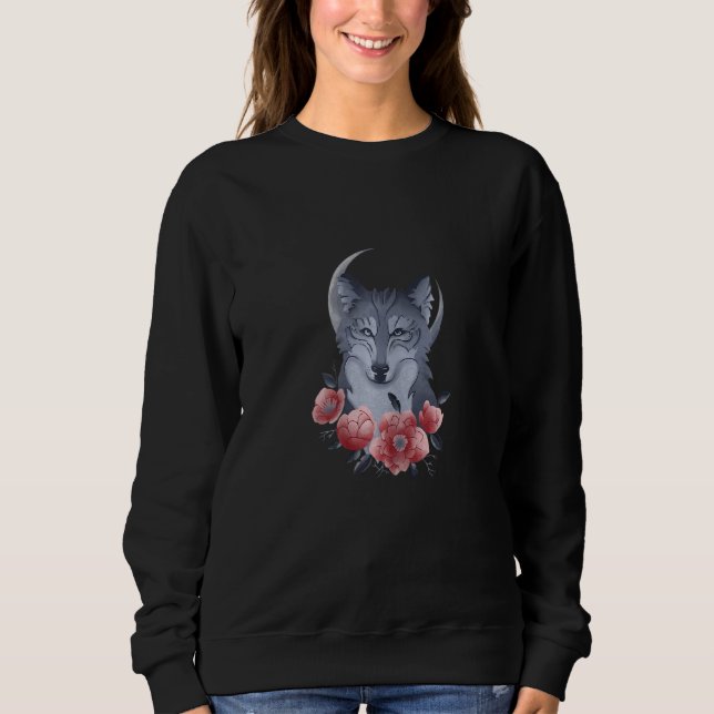 Womens Wolf Realistic Wolves Animal Howling At The Sweatshirt (Front)