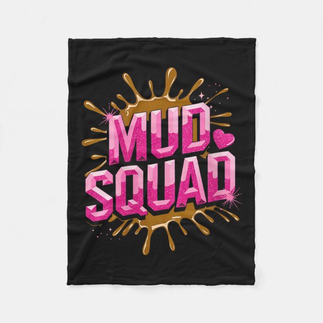 Womens Womans Muddy Mud Run Squad Mudding Running  Fleece Blanket (Front)
