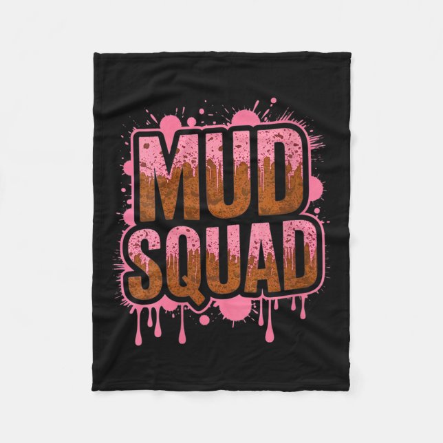 Womens Womans Muddy Mud Run Squad Mudding Running  Fleece Blanket (Front)