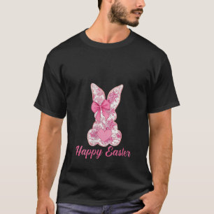 Womens Women Easter Chinoiserie Floral Bunny Cute T-Shirt
