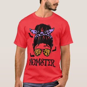 Womens Women Leopard Sunglasses Momster Messy Bun  T-Shirt