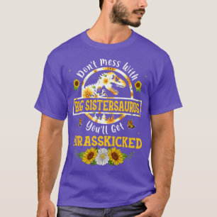 Womens Women Sunflower Big Sistersaurus Dinosaur T T-Shirt