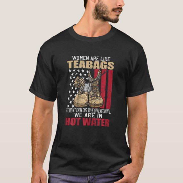 Womens Women Veteran Like Teabags Veteran Day Grap T-Shirt (Front)