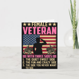 Womens Women Veteran Soldier Proud Female Veteran  Card