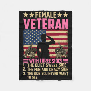 Womens Women Veteran Soldier Proud Female Veteran  Fleece Blanket
