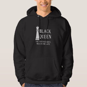 Womens Womens Black Queen Most Powerful Chess Afri Hoodie