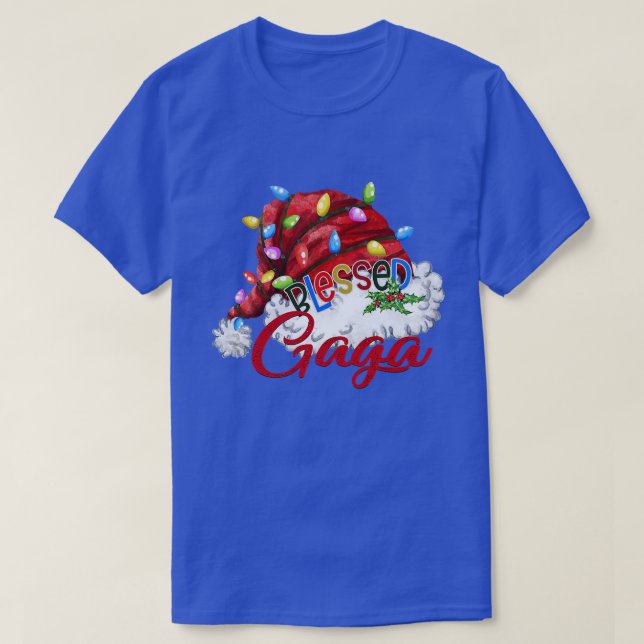 Womens Womens Blessed Gaga Santa Hat  Christmas Li T-Shirt (Design Front)