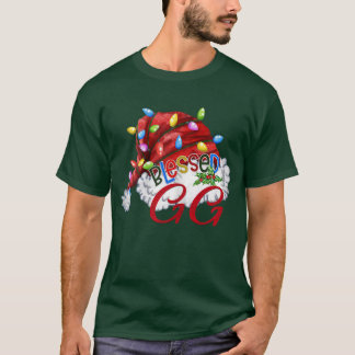 Womens Womens Blessed gg Santa Hat  Christmas Ligh T-Shirt