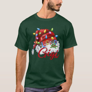 Womens Womens Blessed Gigi Santa Hat  Christmas Li T-Shirt