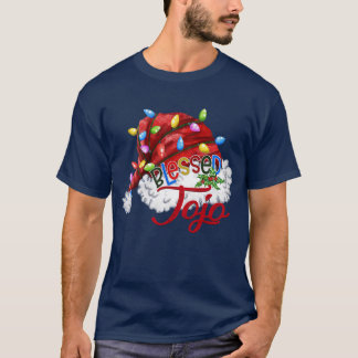 Womens Womens Blessed Jojo Santa Hat  Xmas Light  T-Shirt