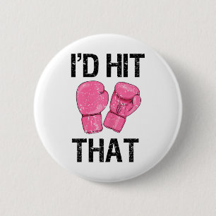 Womens Womens Kickboxing Shirt Funny I'd Hit That 6 Cm Round Badge