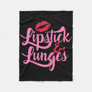 Womens Women's Lipstick And Lunges Workout Yoga Fleece Blanket