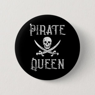 Womens Womens Vintage Pirate Queen - Skull Swords 6 Cm Round Badge