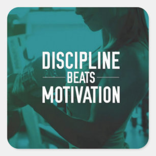 Women's Workout - Discipline Beats Motivation Square Sticker