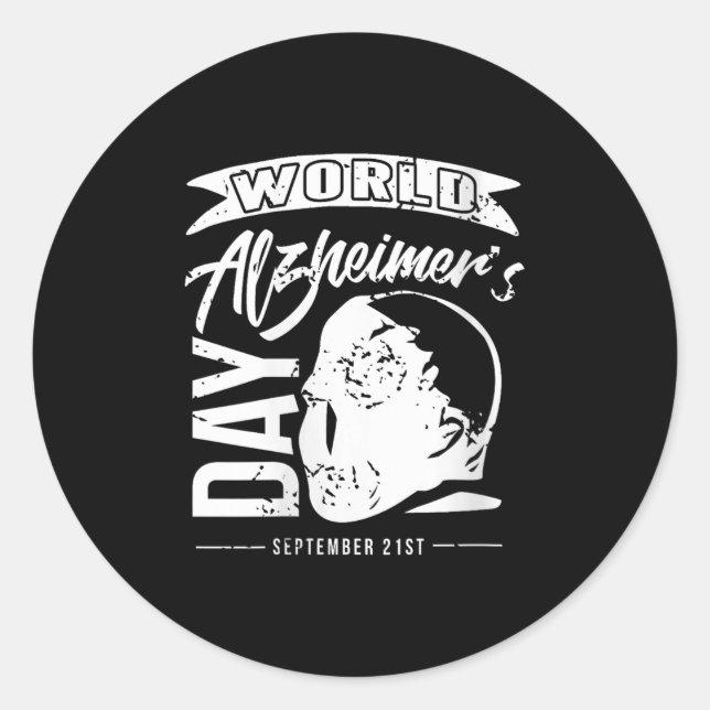 Womens World Heimer's Awareness Day Memory Suprt S Classic Round Sticker (Front)