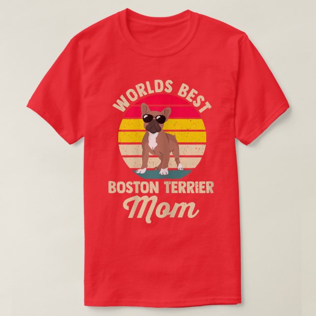 Womens World's Best Boston Terrier Mum Border Coll T-Shirt (Design Front)