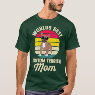 Womens World's best Boston Terrier Mum Border Coll T-Shirt