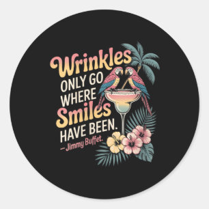 Womens Wrinkles Only Go Where Smiles Have Been V-n Classic Round Sticker