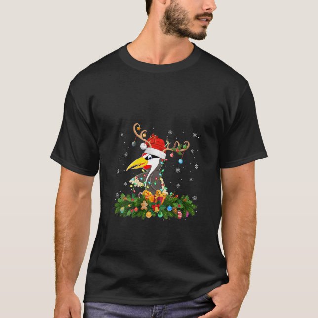 Womens Xmas Holiday Reindeer Hat Santa Woodpecker  T-Shirt (Front)