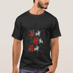 Womens Xmas Lights HO HO HO Equestrian Funny Ugly T-Shirt