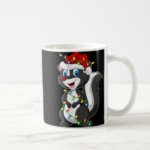 Womens Xmas Lights Santa Hat Skunk Christmas V Nec Coffee Mug