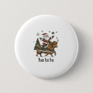 Womens Xmas Tree Lighting Santa Riding Highland Co 6 Cm Round Badge