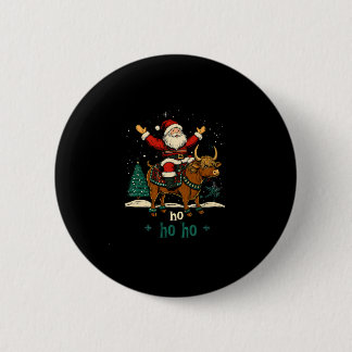 Womens Xmas Tree Lighting Santa Riding Highland Co 6 Cm Round Badge