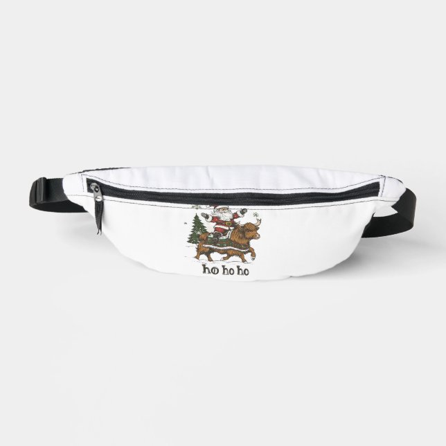 Womens Xmas Tree Lighting Santa Riding Highland Co Bum Bags (Front)