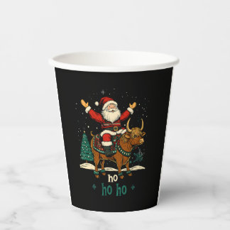 Womens Xmas Tree Lighting Santa Riding Highland Co Paper Cups